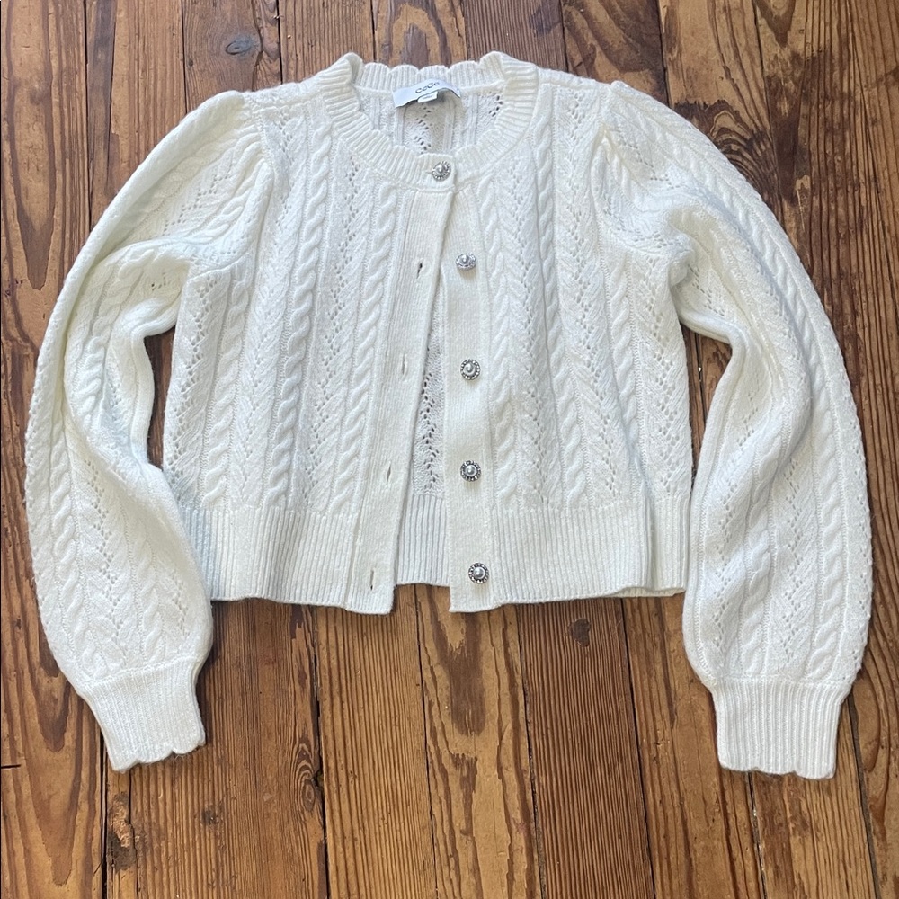 CeCe Ivory Cable Knit Cardigan